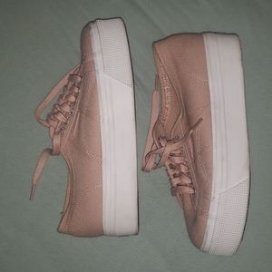 Pale pink lace up platform sneakers